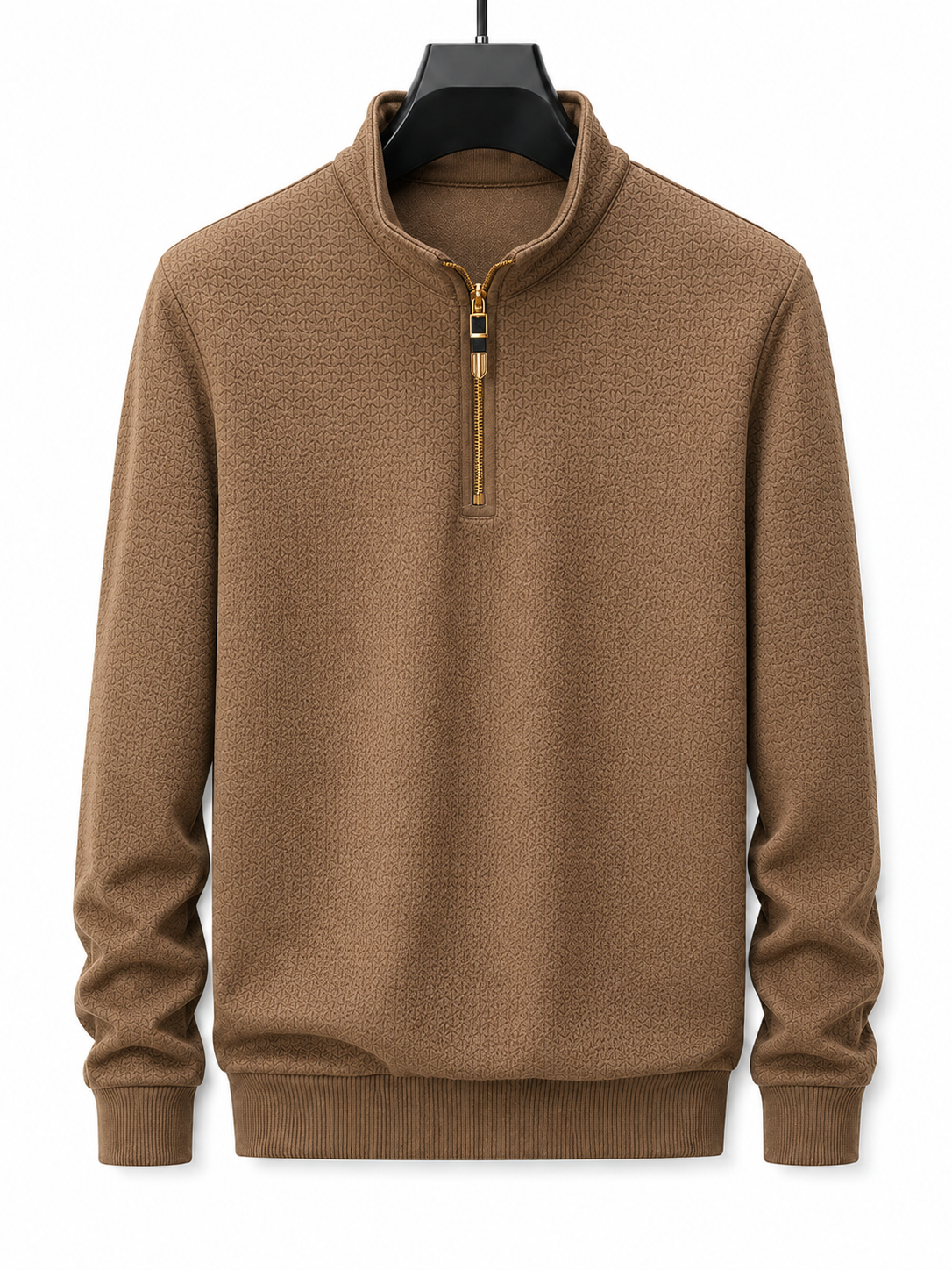 Men’s Stand-Up Collar Half-Zip Sweater – Premium Thick Knit Style