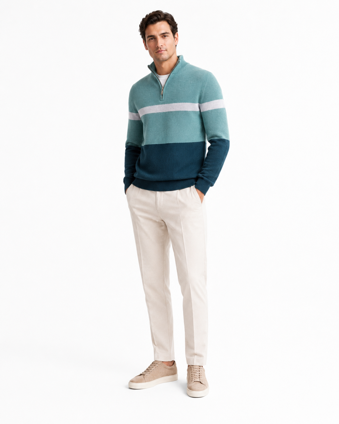 Men’s Half-Zip Sweater – Elegant Knitwear for Urban Winter Looks