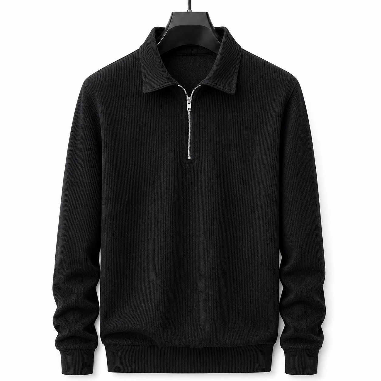 Men’s Half-Zip Ribbed Knit Sweater – Premium Minimalist Winter Style
