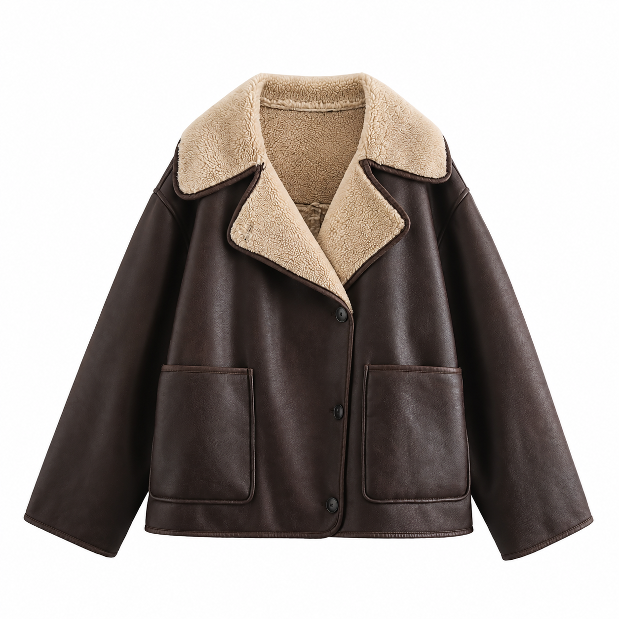 Men’s Premium Leather Winter Coat with Plush Collar – Refined Urban Style