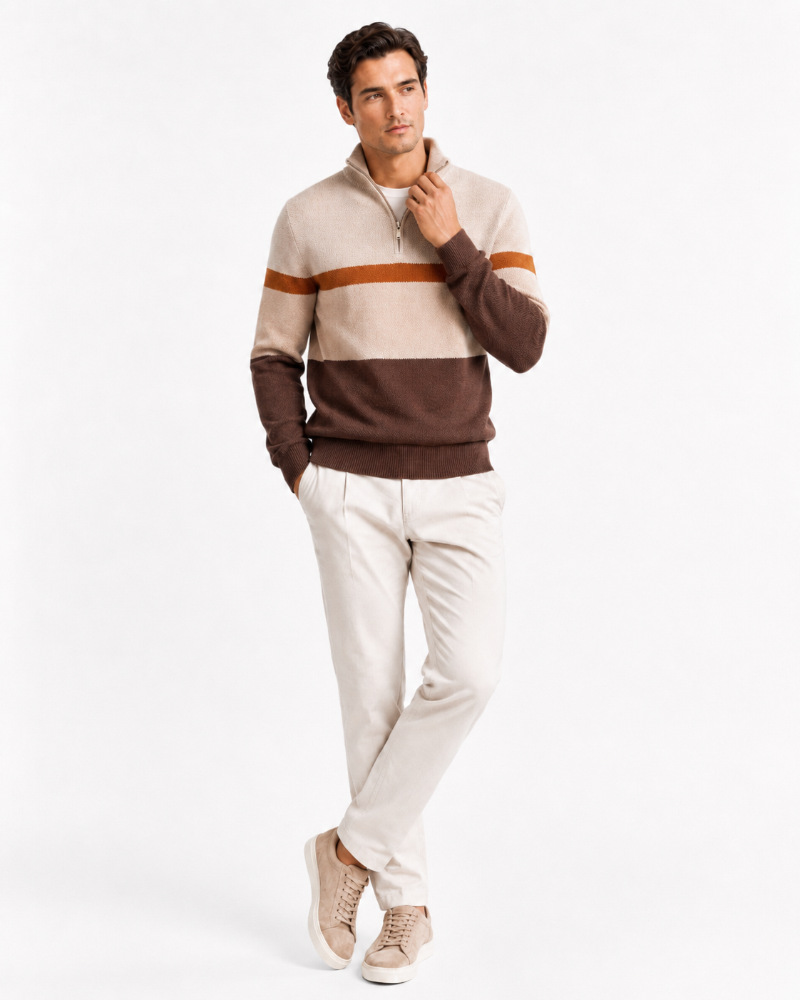 Men’s Half-Zip Sweater – Elegant Knitwear for Urban Winter Looks