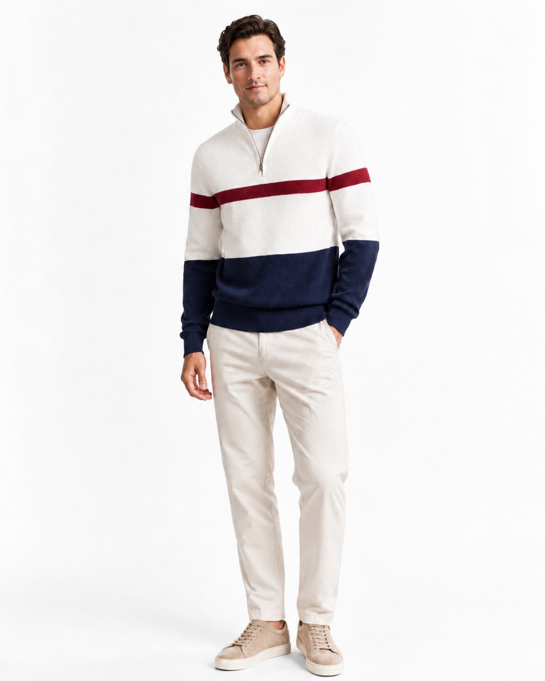Men’s Half-Zip Sweater – Elegant Knitwear for Urban Winter Looks