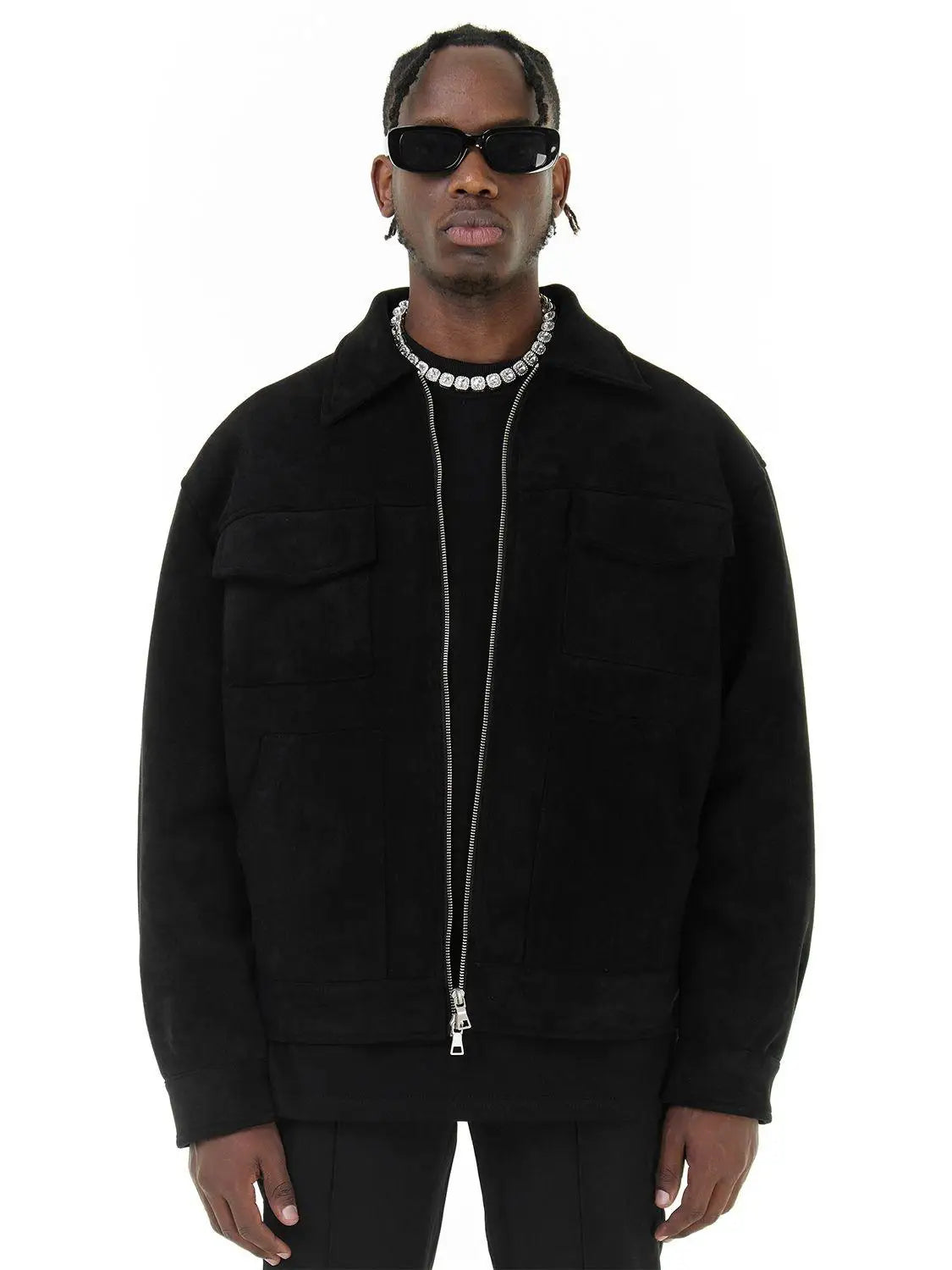 Autumn Jackets Oversize Casual Clothes High Street Pockets Laper Zipper Suede Thick Coat Mens Windbreaker Loose