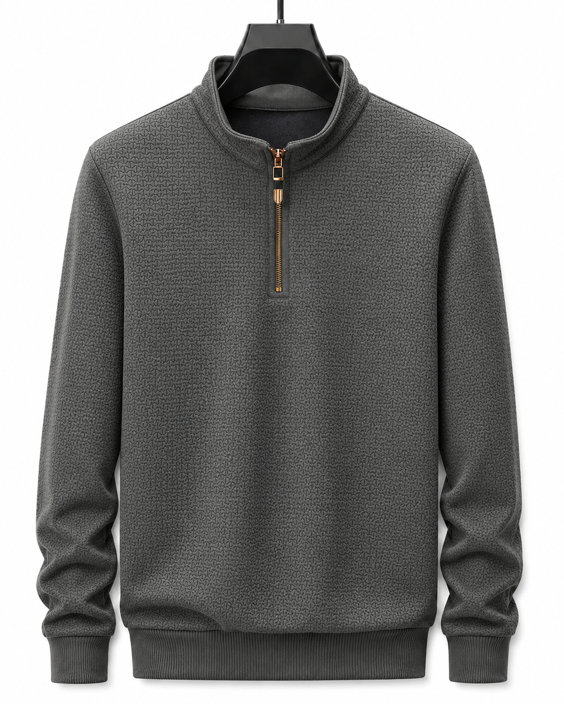 Men’s Stand-Up Collar Half-Zip Sweater – Premium Thick Knit Style