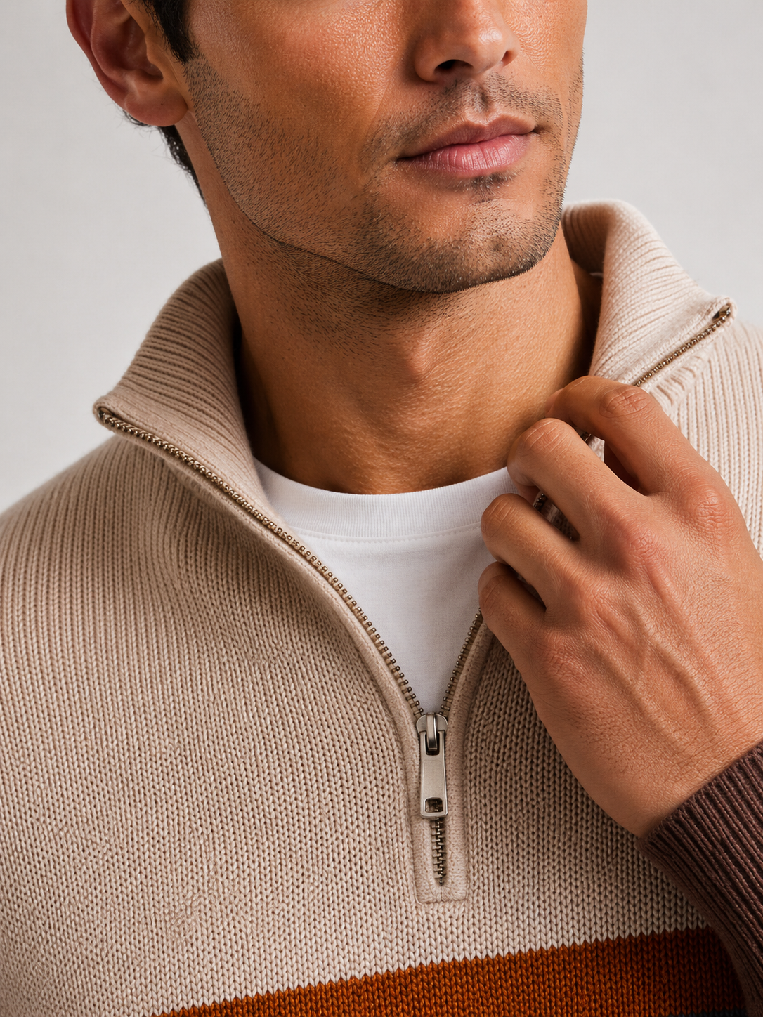 Men’s Half-Zip Sweater – Elegant Knitwear for Urban Winter Looks
