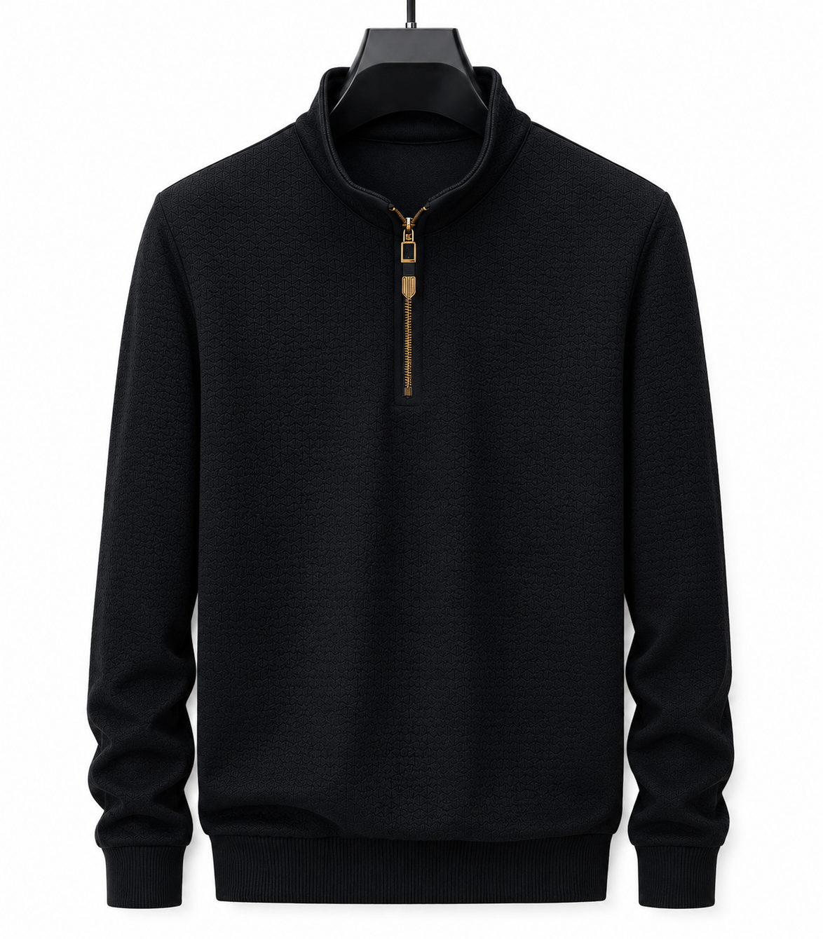 Men’s Stand-Up Collar Half-Zip Sweater – Premium Thick Knit Style