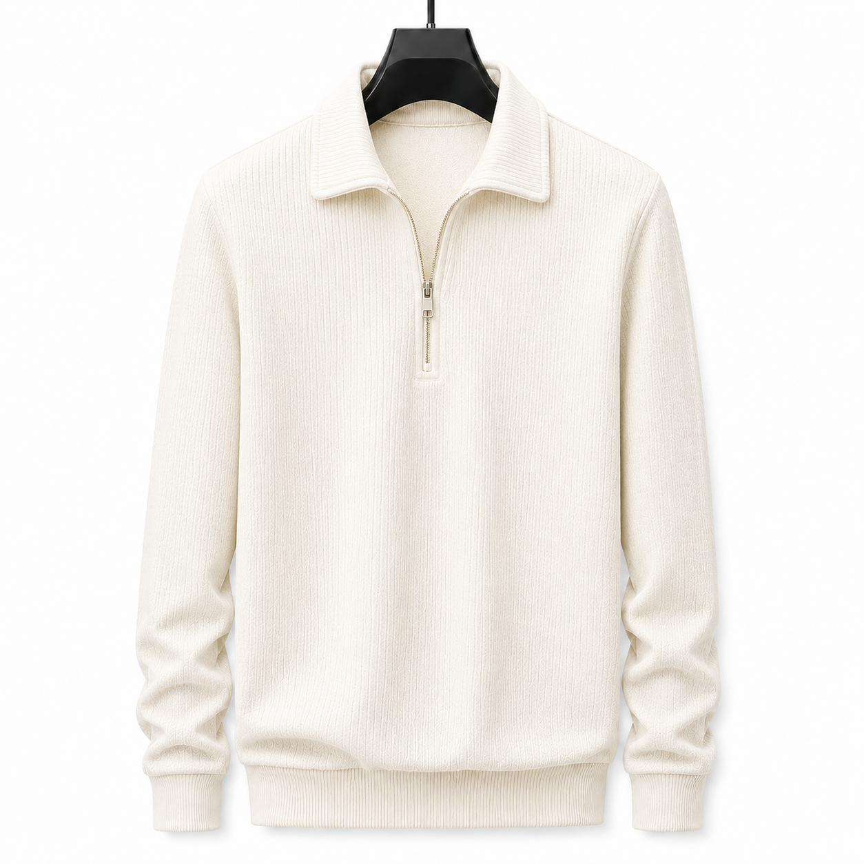 Men’s Half-Zip Ribbed Knit Sweater – Premium Minimalist Winter Style