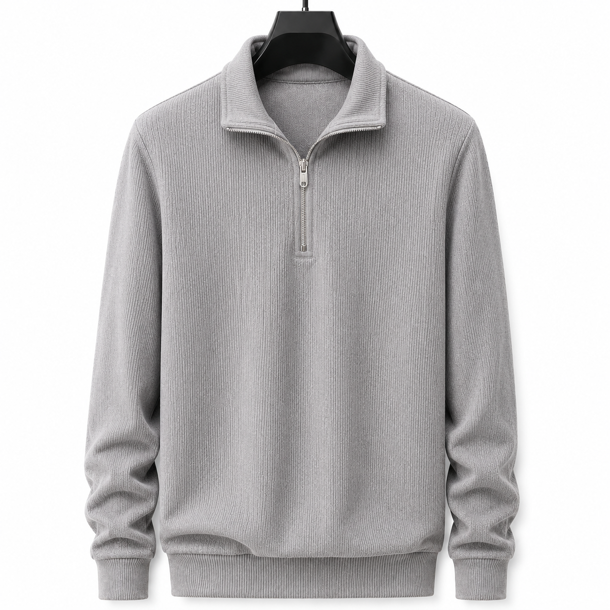Men’s Half-Zip Ribbed Knit Sweater – Premium Minimalist Winter Style
