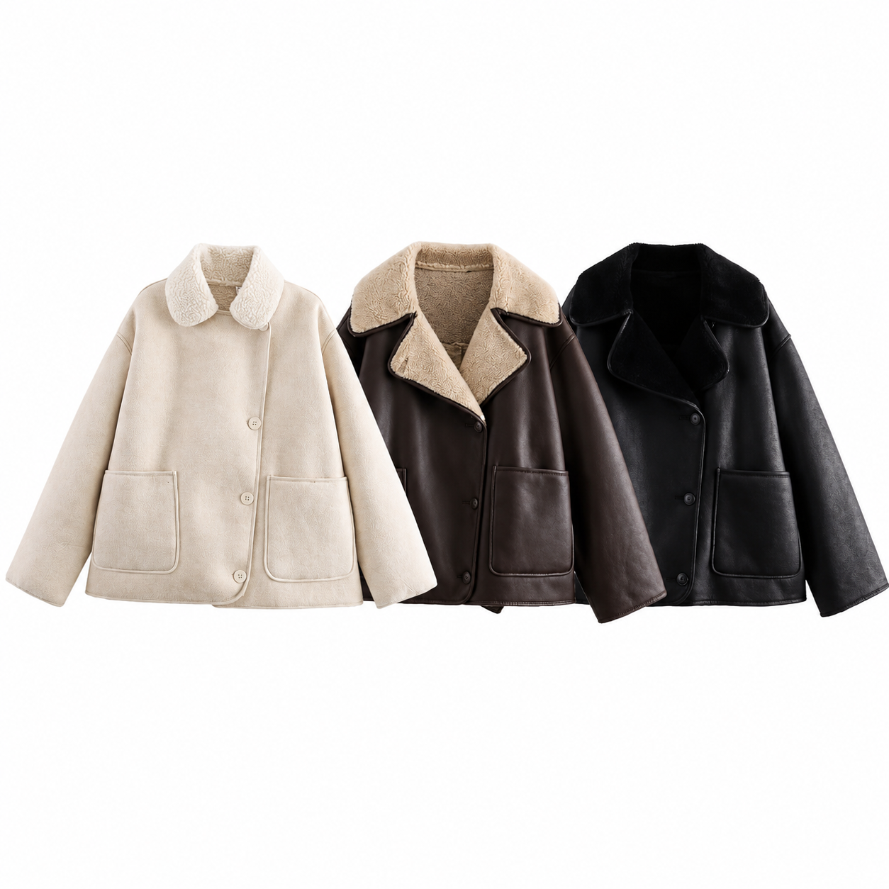 Men’s Premium Leather Winter Coat with Plush Collar – Refined Urban Style
