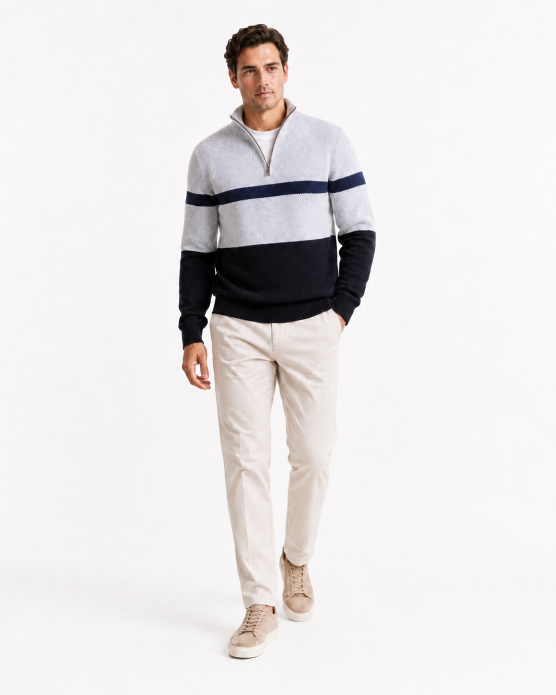 Men’s Half-Zip Sweater – Elegant Knitwear for Urban Winter Looks