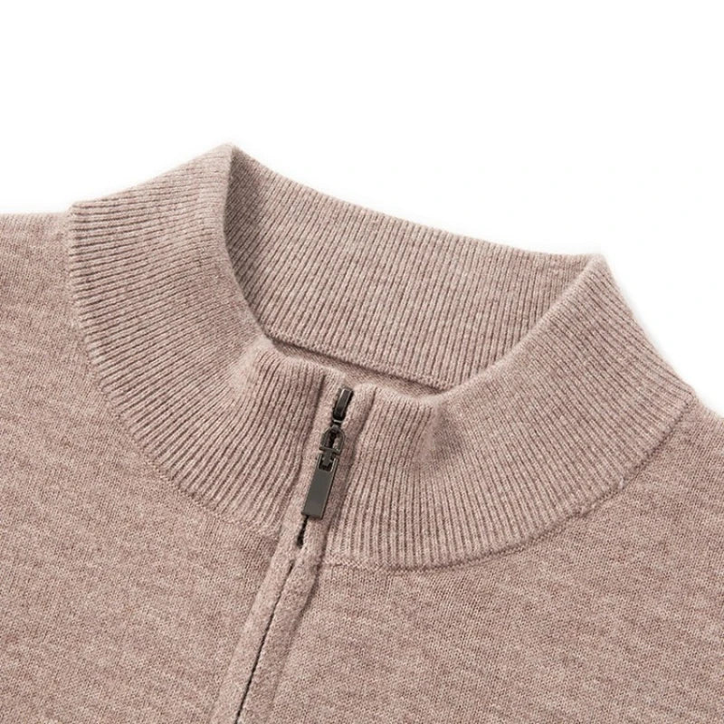 100% Australian Merino Wool Sweater, 350g Thickened High-Neck Zip-Up, Thermal Breathable